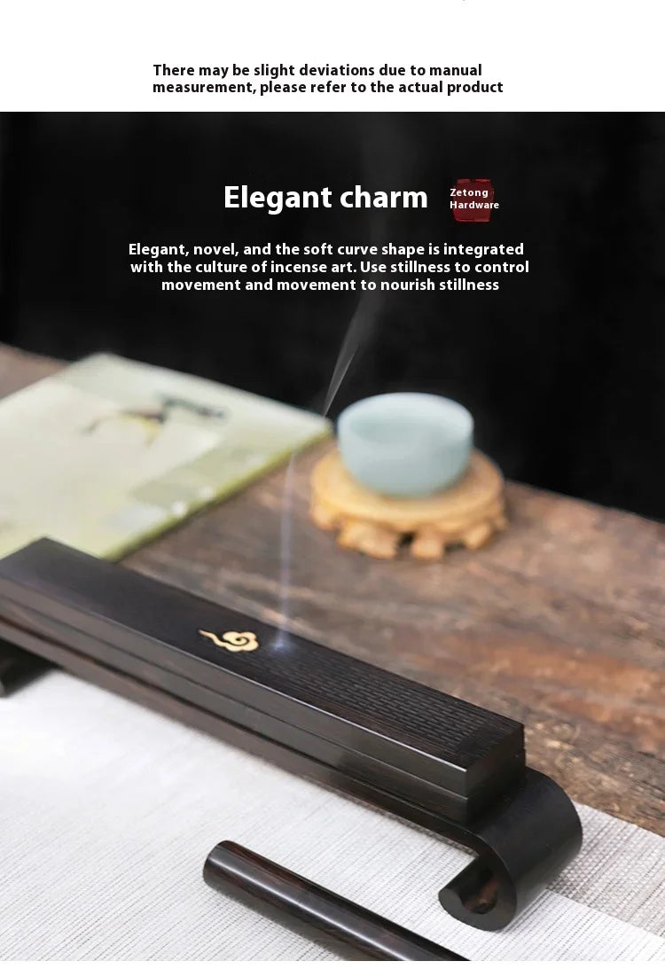 Portable Incense Burner Stick Holder Antique Ebony Sandalwood Hollowed Out Line Incense Box Buddhist Bedroom Yoga Incense Burn