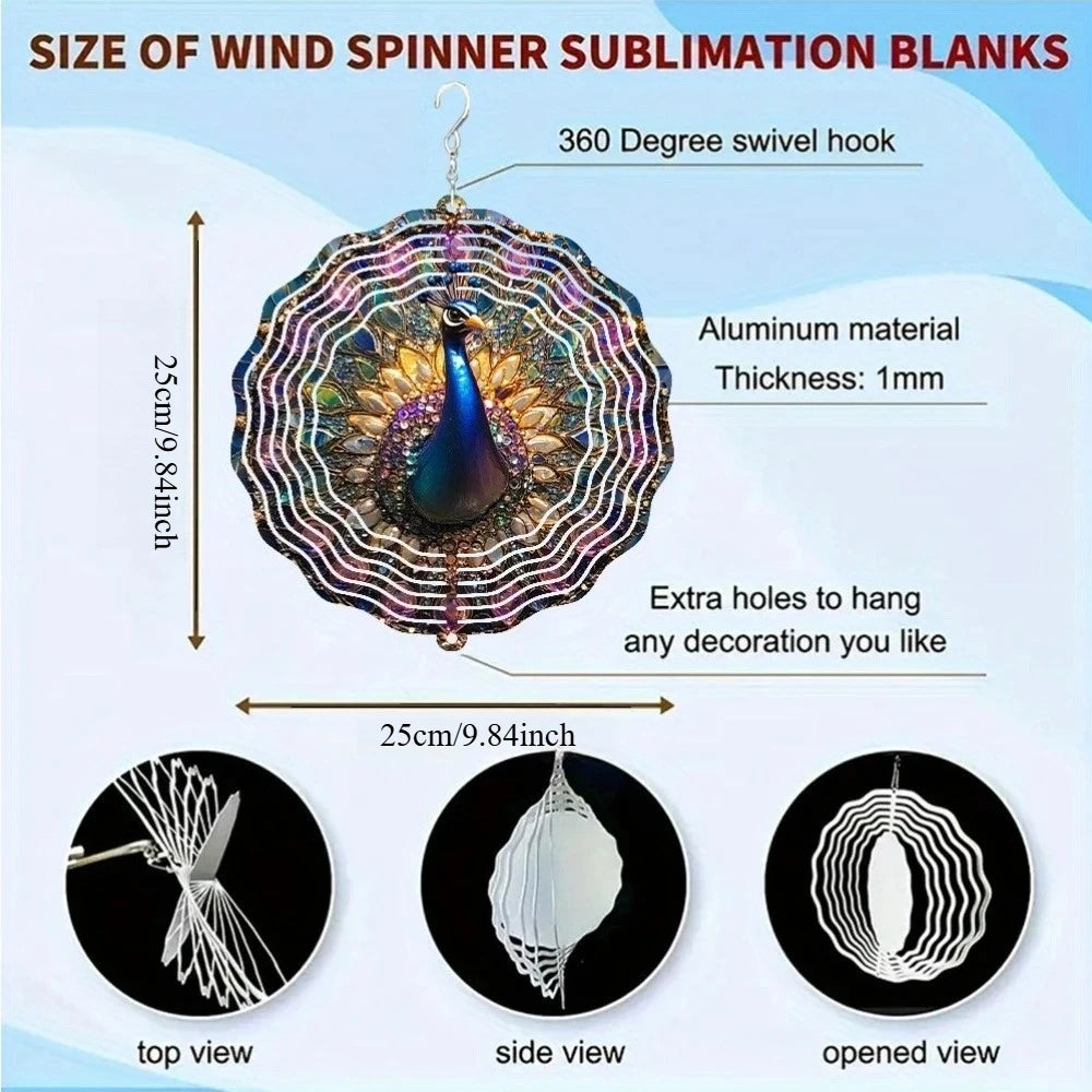 A Beautiful Peacock Wind Chime Made of Metal, a 3D Rotating Design with a 360° Swivel Hook That Creates a Striking Dynamic