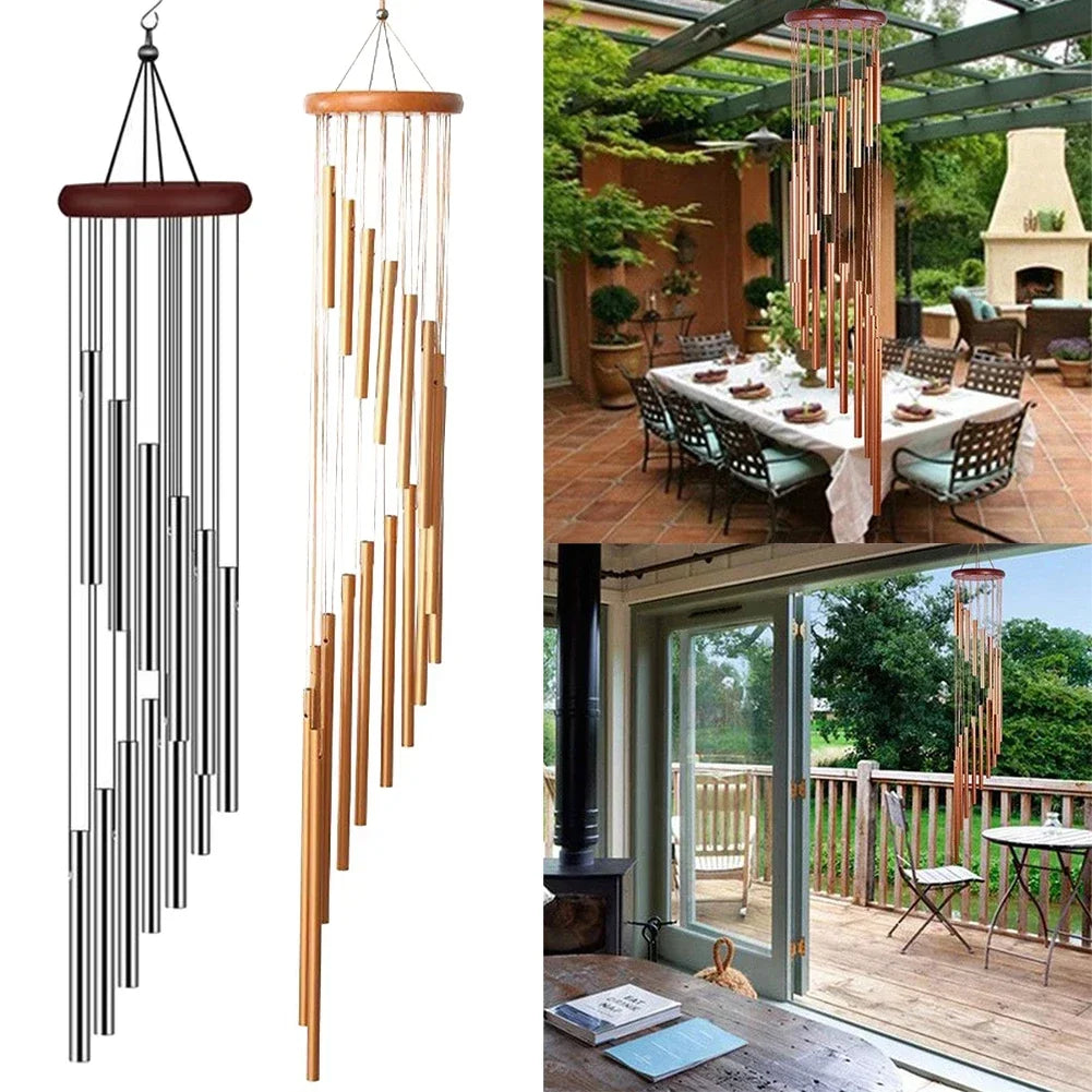 Musical Wind Chime Pipes 12Tubes Wind Chimes Gold/silver Bells Decora For Garden Living Bedroom Coffee Shop Wind Chimes Tubes US