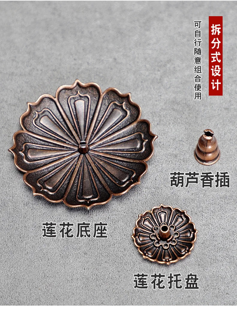 Golden Leaf Flower Pear Wood Lotus Flower Stick Incense Burner Creative Crafts Decoration Incense Holder Office Tea Ceremony