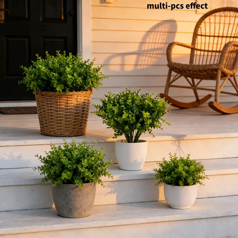 20PC Outdoor Artificial Green Plant UV-Resistant Simulated School Tree Shrubs Artificial Greenery Eucalyptus Suitable for Indoor