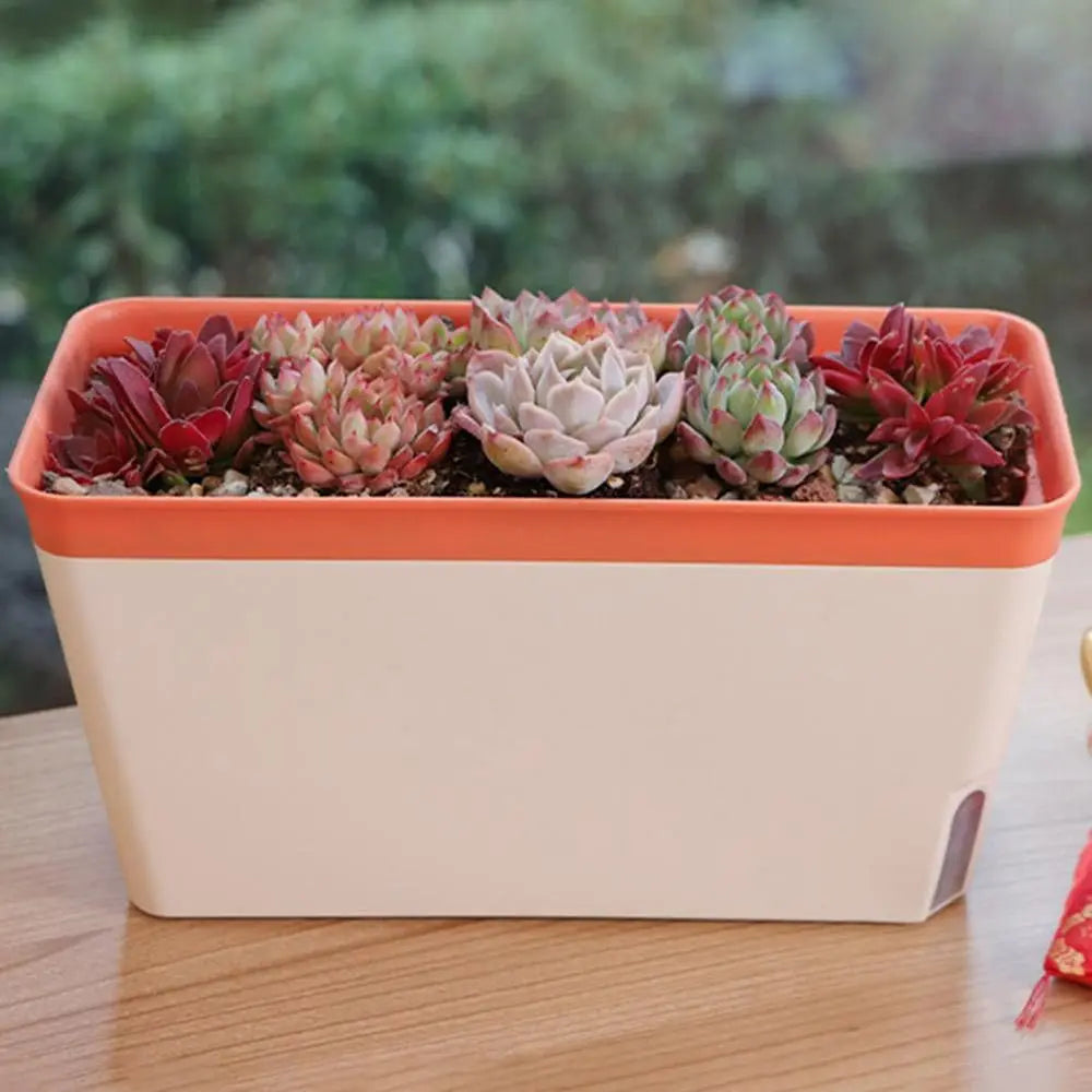 Modern Stylish Double Layer Flower Pot Rectangular Indoor Flower Planter Box Self Watering Plant Pot Hydroponics Planter