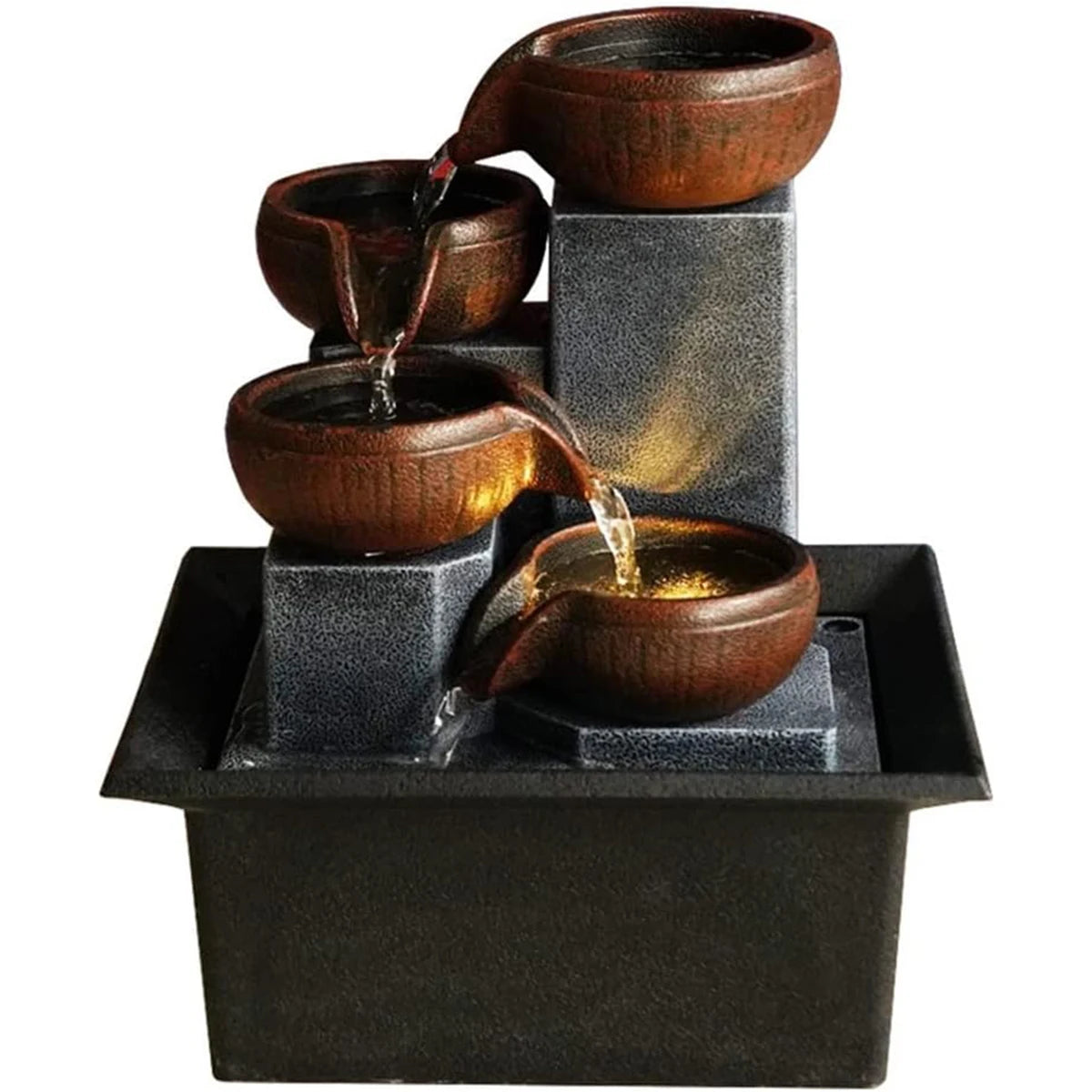 Mini Zen Desktop Fountain - LED Waterfall for Office Desk, Feng Shui Decor & Meditation Relaxation