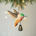 1pc Hand-Carved Solid Wood Hummingbird Wind Chime Pendant -Wood Grain Flying Bird Sculpture with Soothing Sound Rustic Farmhouse