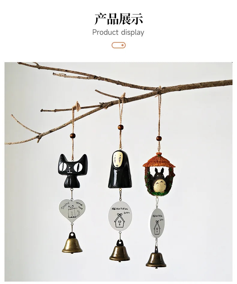 Cartoon Totoro Wind Chime  Resin Hanging Bell Creative Home Decor Wall Ornament Household Goods