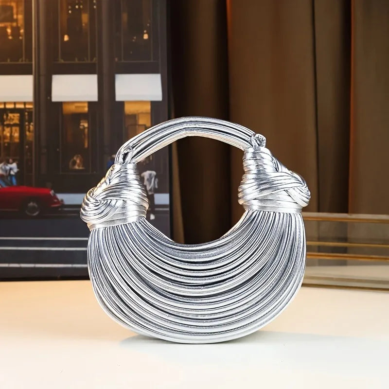 Handbags for Women 2026 New Gold Luxury Designer Brand Handwoven Noodle Bags Rope Knotted Pulled Hobo Silver Evening Clutch Chic