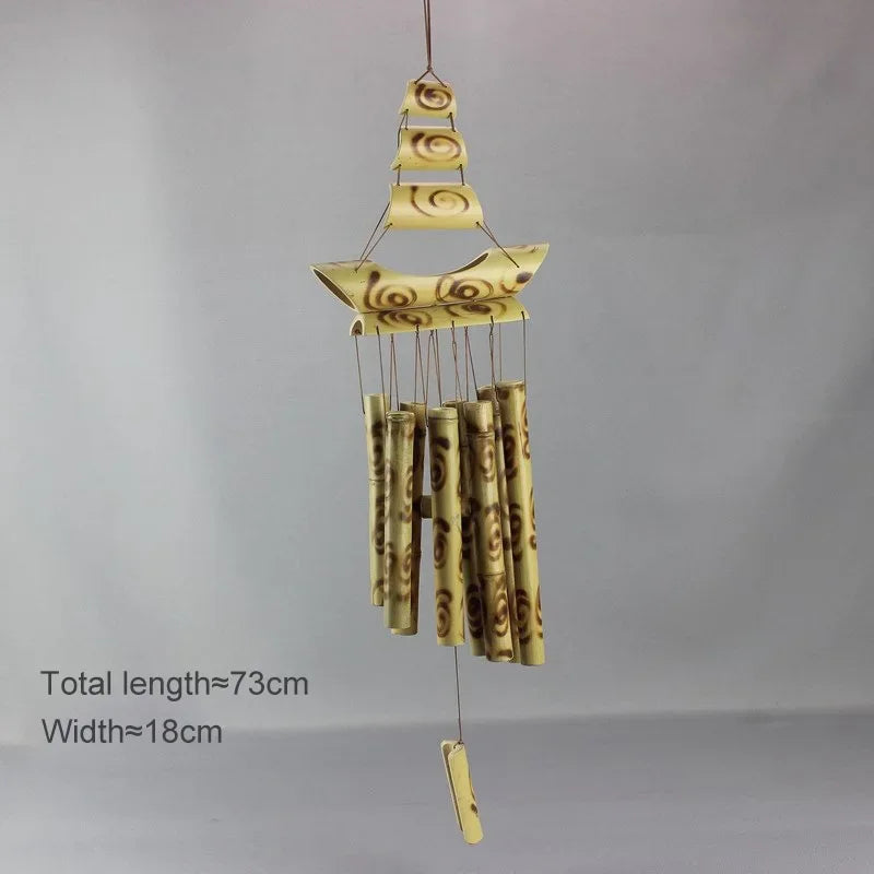 Natural Wind Chimes Handmade Tubes Bamboo Bell Outdoor Yard Garden Windchime Crafts  Indoors Pendant Balcony Home Hotel Decor