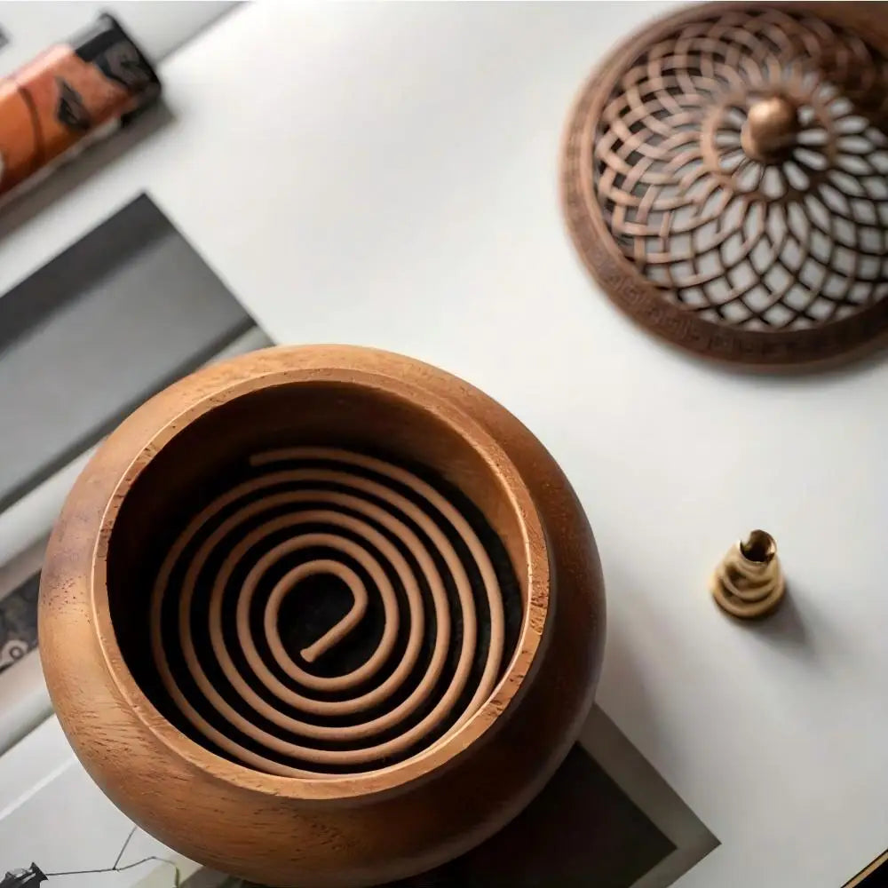 Solid Wood Pan Incense Burner, Indoor Aromatherapy Burner With Sandalwood Incense, Tea Ceremony ,prayer rooms, yoga Decoration
