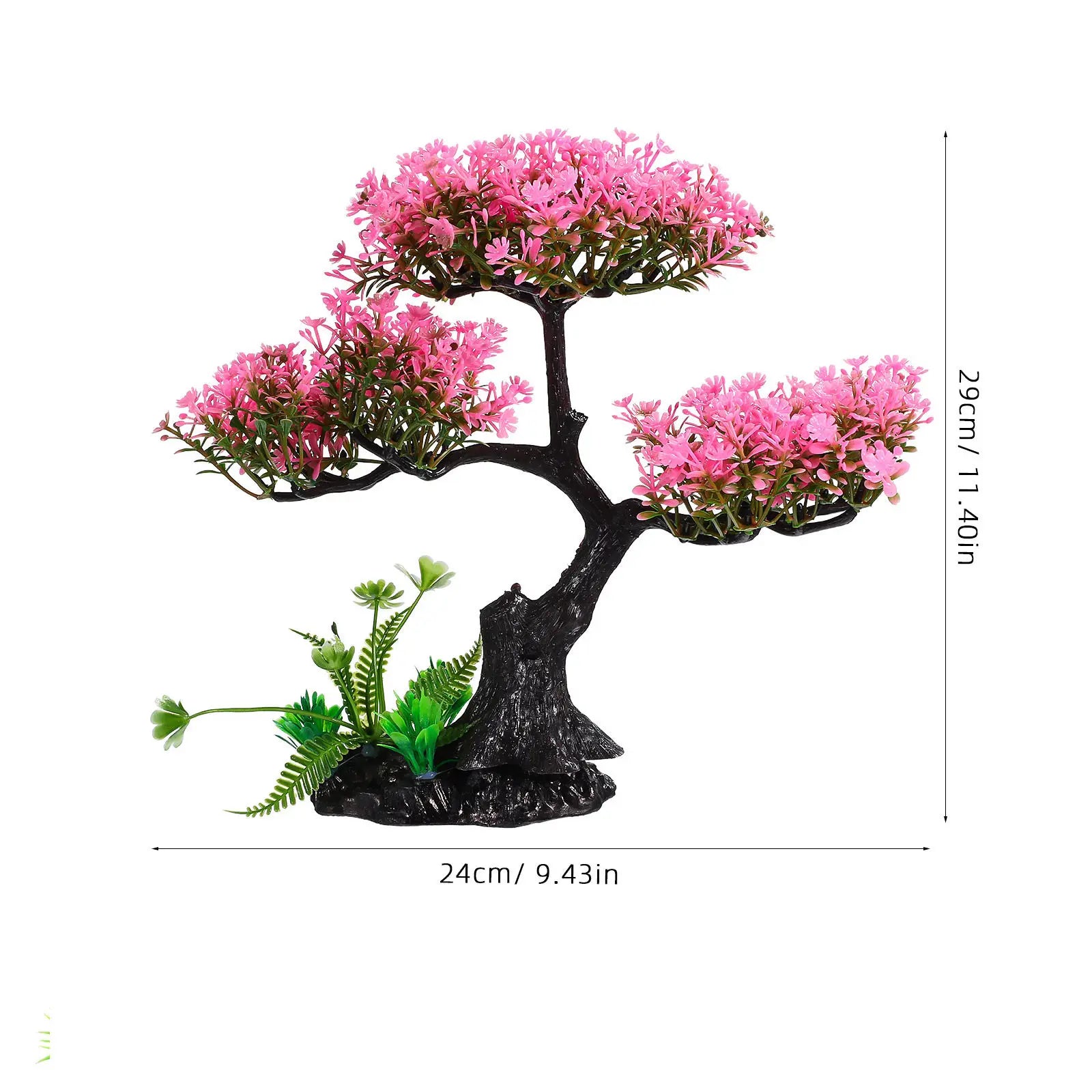 Artificial Plants Indoor Aquarium Decoration Fish Tank Cherry Blossom Fake Colored Accessories for Small Tree Real