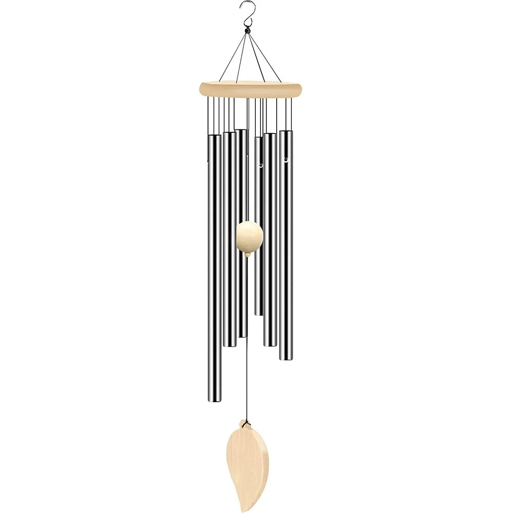 2025 Trend Wind Chimes Outdoor, Memorial Wind Chimes With Hook And 6 Tubes, Wooden Wind Chime Decor For Home, Garden, Patio