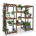 Indoor-outdoor wooden multi-tier plant stand, suitable for placement in living rooms, courtyards, and balconies.