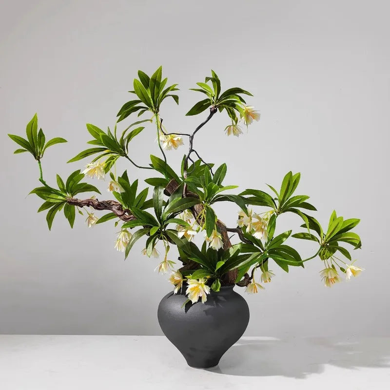 Not Real Plants with Vase Flower Artificial Plants and Flowers for Home Office Artificial Tree Desktop Ornaments