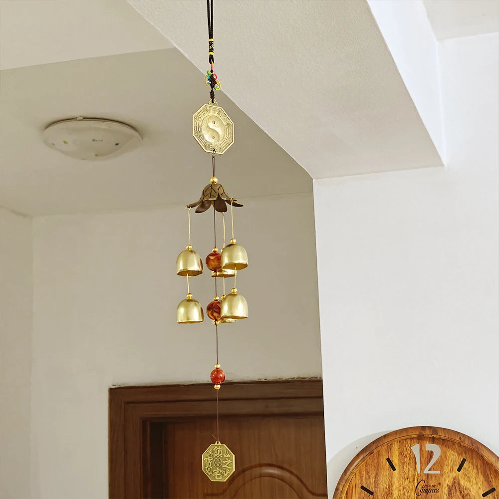6 Bells Wind Chime with Butterfly Charms Home Garden Decor Chimes Handmade Feng Shui Hanging Wind Chimes Lucky Gifts for Friends