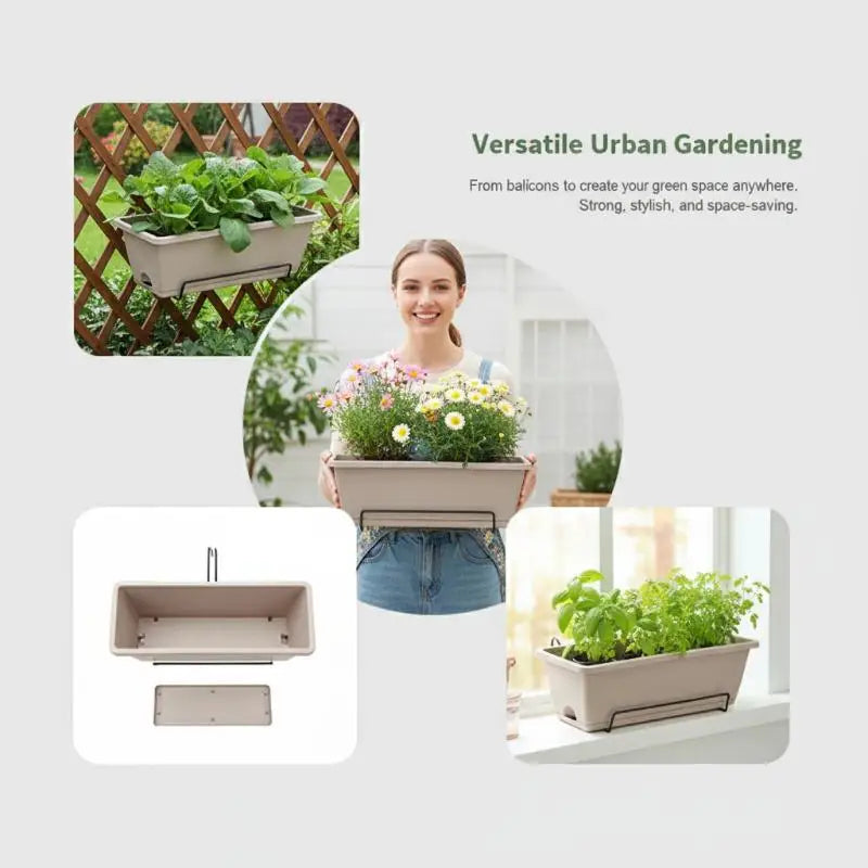 Indoor Self Absorbing Flower Pot For Vegetables Compact With Drainage Tray For Office Windowsill Or Home Decor