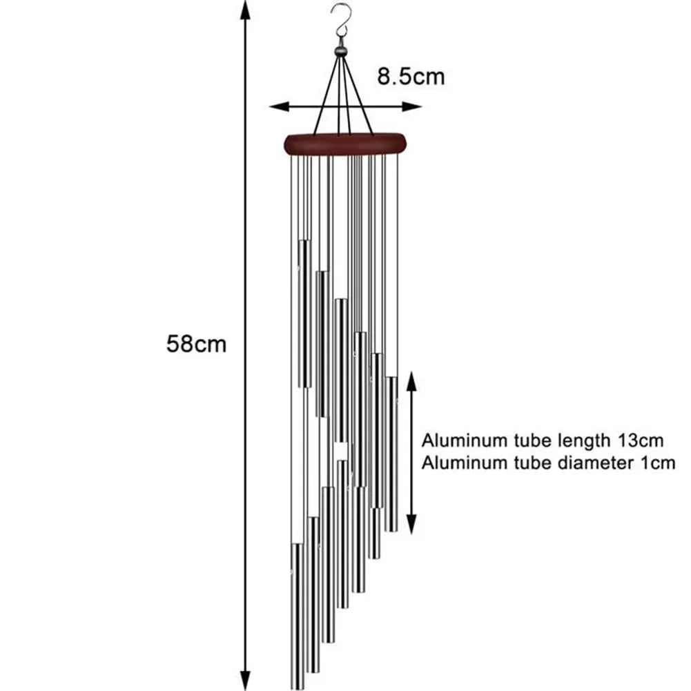 Musical Wind Chime Pipes 12Tubes Wind Chimes Gold/silver Bells Decora For Garden Living Bedroom Coffee Shop Wind Chimes Tubes US