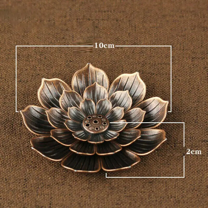 Metal Sandalwood Incense Sticks Holder Buddhism Zen Lotus Sticks Incense Censer Nasturtium Ashtray 2 In 1 Alloy Incense Burner