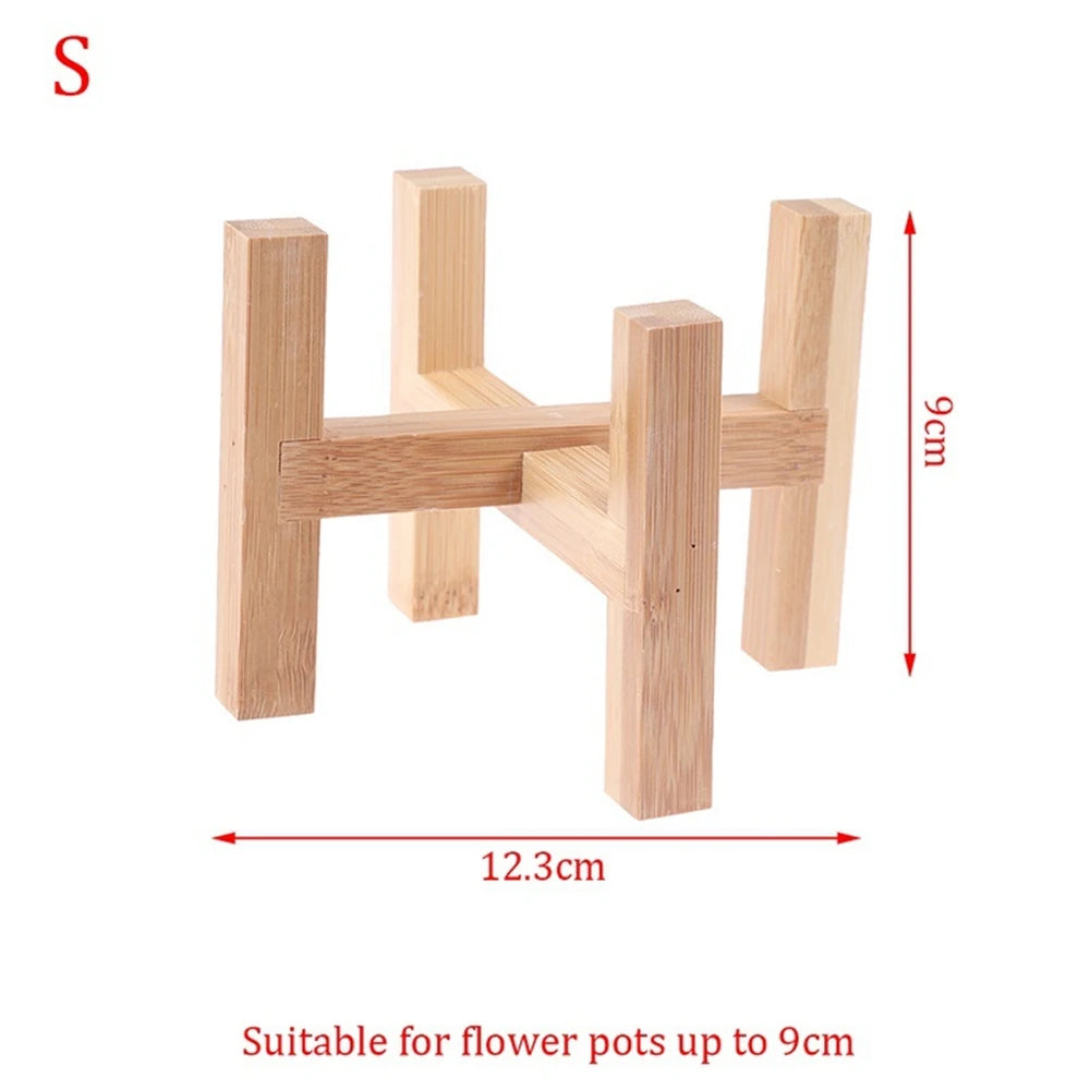 Indoor Durable Home Decor Planter Display Bonsai Holder Flower Pot Trays Wood Rack Plant Stand Shelf