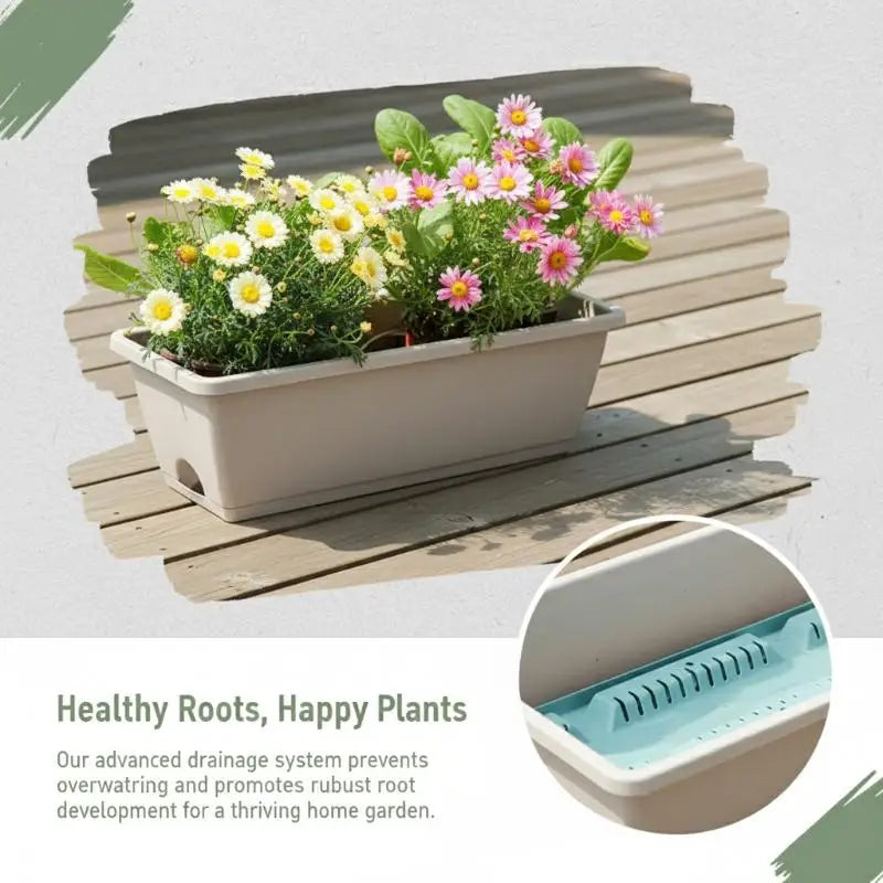 Indoor Self Absorbing Flower Pot For Vegetables Compact With Drainage Tray For Office Windowsill Or Home Decor