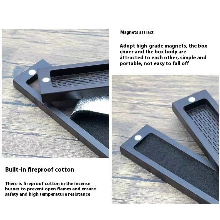Portable Incense Burner Stick Holder Antique Ebony Sandalwood Hollowed Out Line Incense Box Buddhist Bedroom Yoga Incense Burn