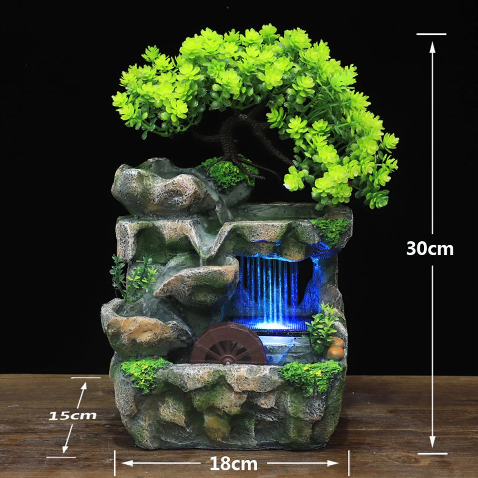 Desktop Small Rockery Simulation Tree Flowing Water Fountain And Rain Scenery for Meditation Yoga Room Creative Decorative