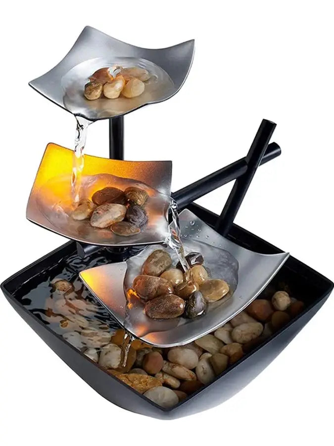 Mini Zen Desktop Fountain - LED Waterfall for Office Desk, Feng Shui Decor & Meditation Relaxation