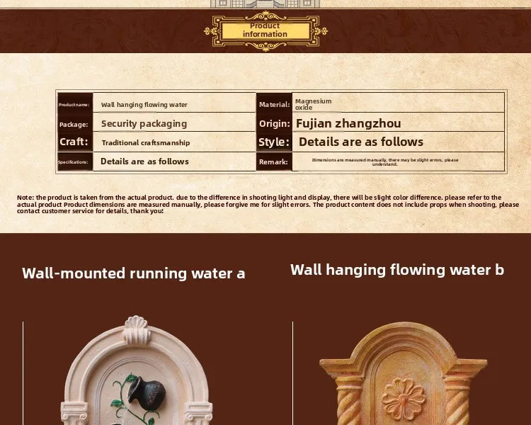 Balcony Landscape Decoration Wall Hanging Flowing Water Wall Hanging Fountain Courtyard Creative Pastoral