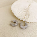 Huitan Big/Small Two Sizes Hoop Earrings for Women Full Paved CZ Stone Bling Bling Female Circle Earrings Temperament Jewelry