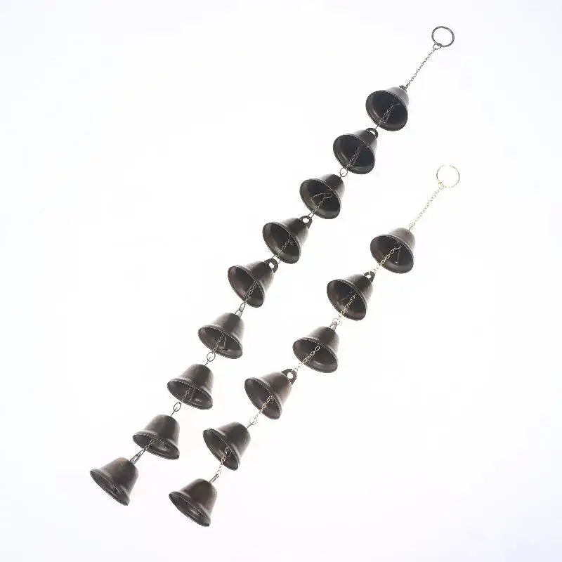 Handmade Metal Wind Chime Classic Rustic Iron Bell with Decor Chain Outdoor Hanging Decor for Courtyard Garden Wall