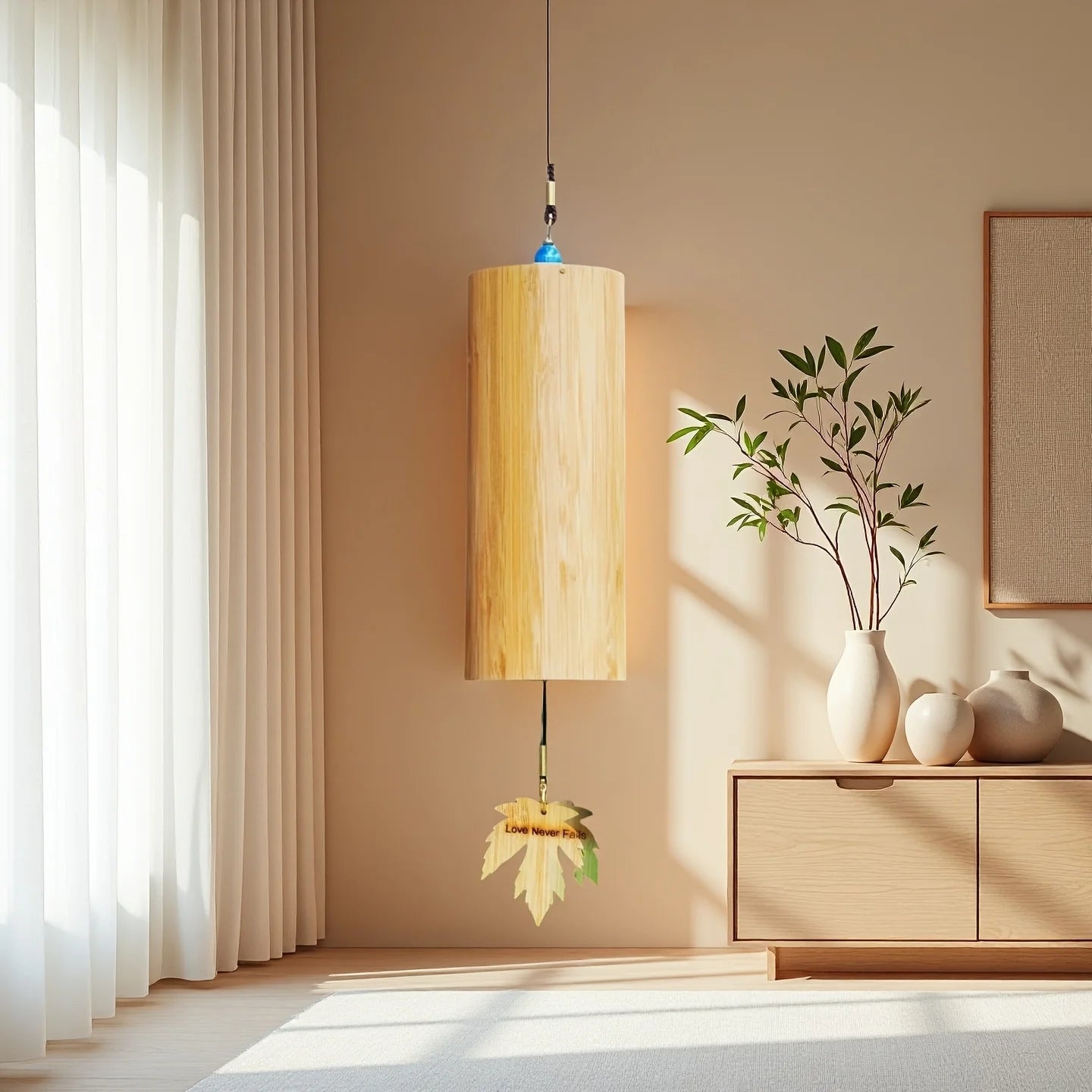 A bamboo wind chime—ideal for traditional Chinese style, suitable for retro/Summer Birthday/Hotel/Home/Bedroom/Wedding/Outdoor D