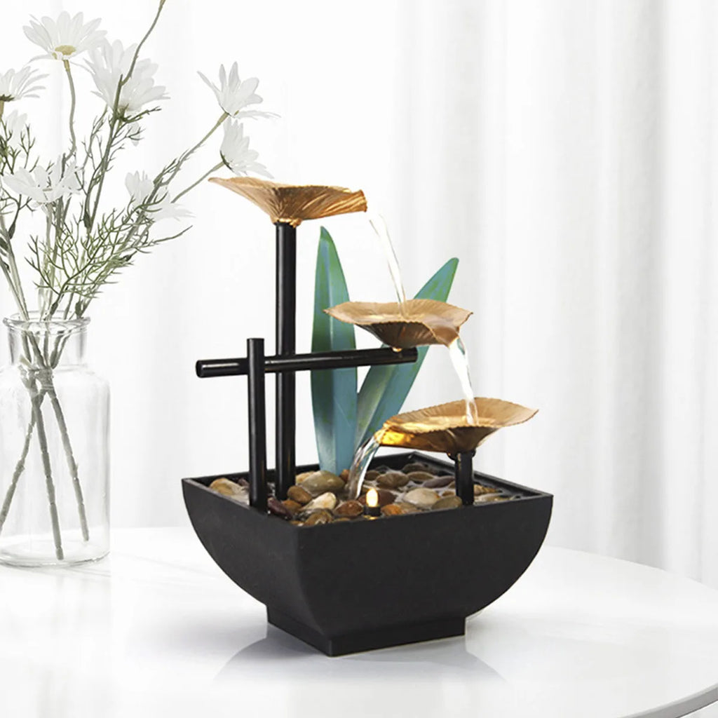 Home decoration Tabletop Water Fountain（plug-EU）Basin  River Rocks Relaxation Office Living Room Bedroom Décor 8.46 inch Tall