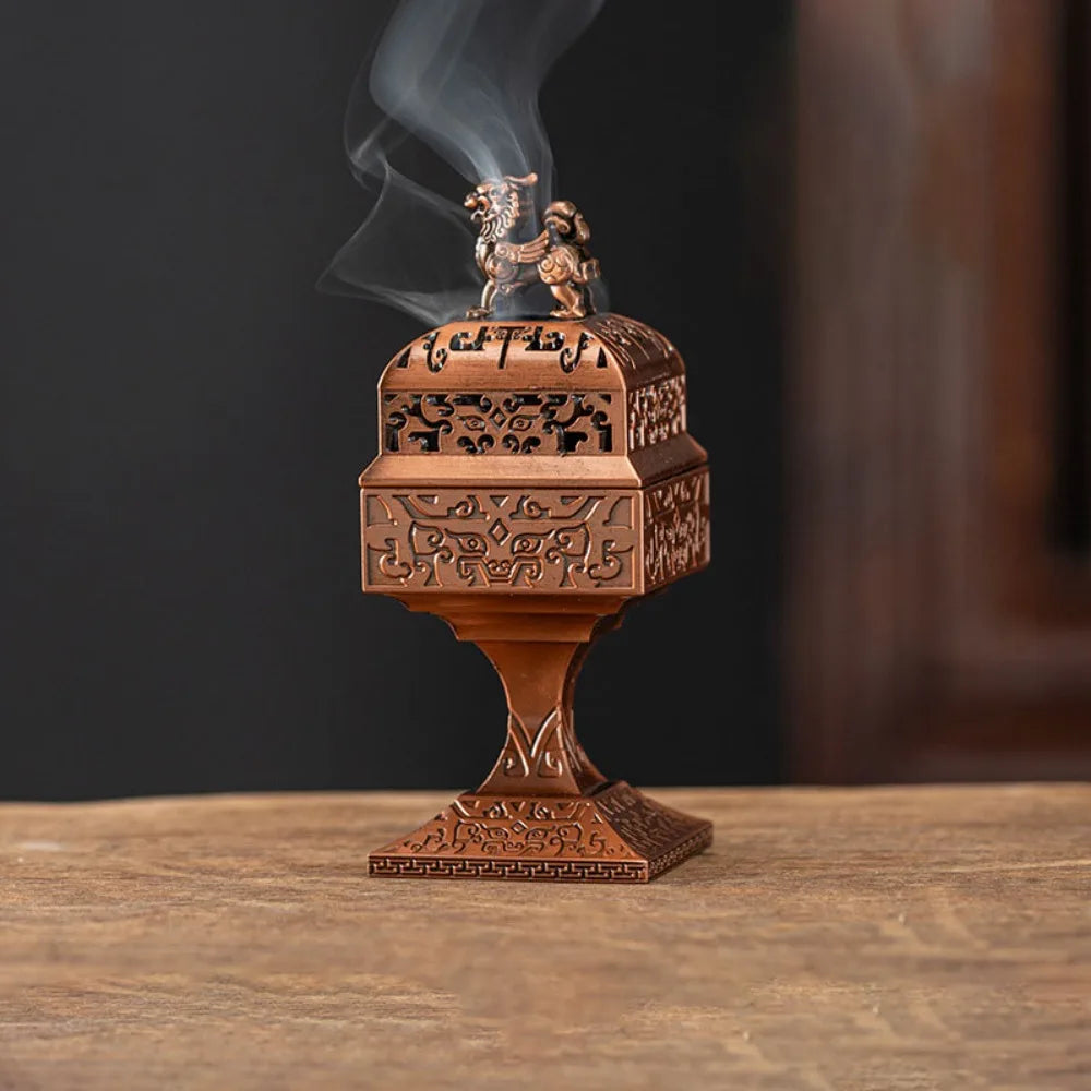 Durable Square Incense Stick Burner Pi Xiu Hollowed Out Aroma Burner Small Incense Censer Home Ornament