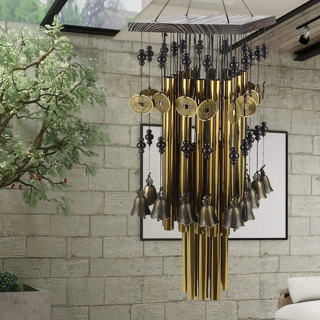 Outdoor Indoor Metal Tube Wind Chime with Copper Bell Large Windchimes For Yard Patio Garden Terrace Decoration 80cm