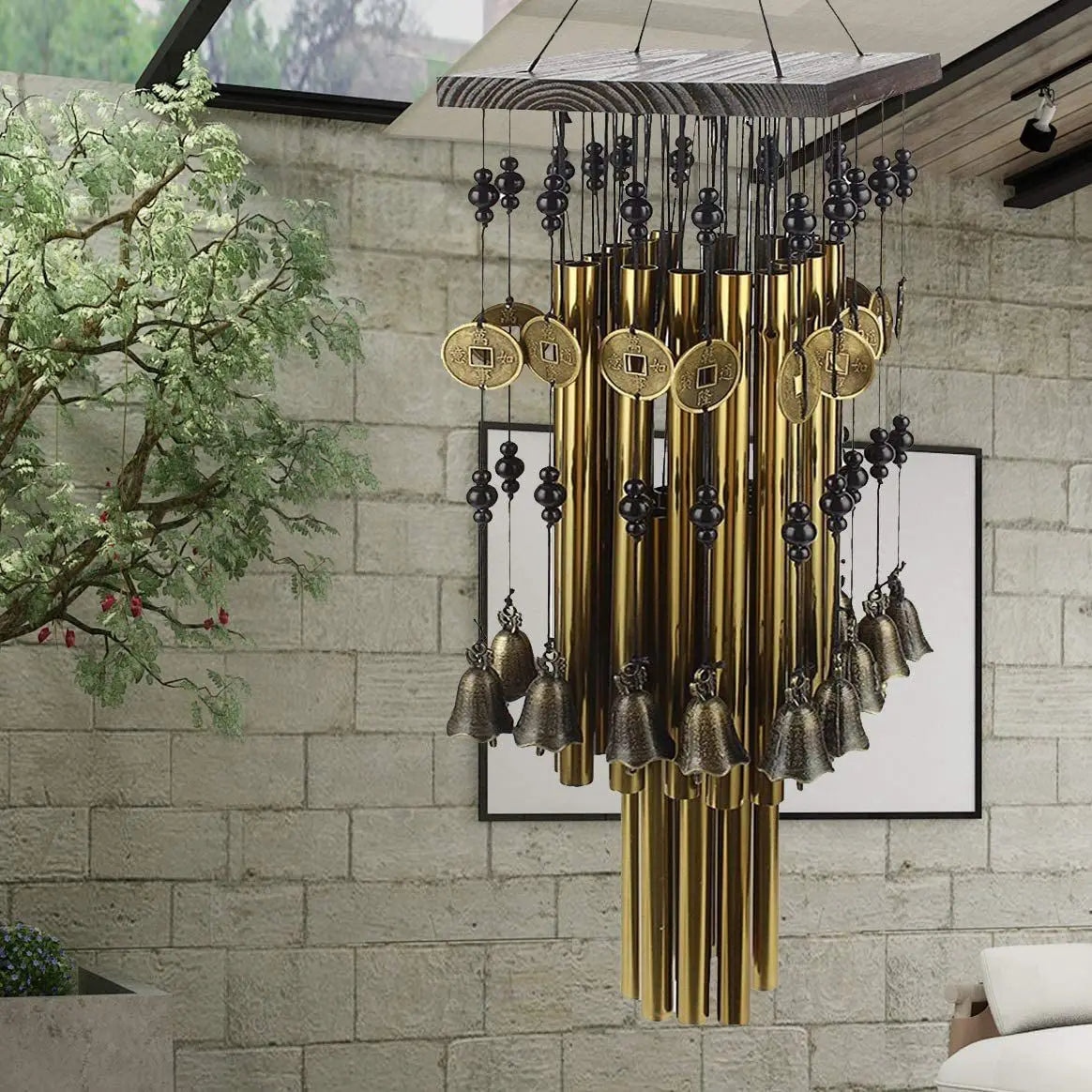 Outdoor Indoor Metal Tube Wind Chime with Copper Bell Large Windchimes For Yard Patio Garden Terrace Decoration 80cm