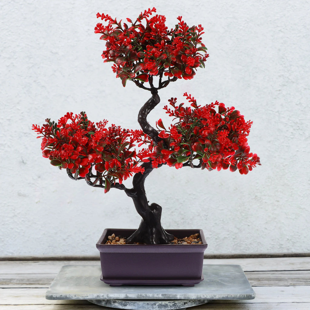 Realistic Artificial Bonsai Tree Indoor Decor Plants Desk Home Office Japanese Pot Artificial Flowers Premium Material Safe