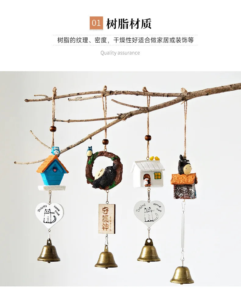 Cartoon Totoro Wind Chime  Resin Hanging Bell Creative Home Decor Wall Ornament Household Goods
