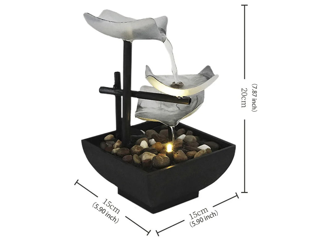 Home decoration Tabletop Water Fountain（plug-EU）Basin  River Rocks Relaxation Office Living Room Bedroom Décor 8.46 inch Tall