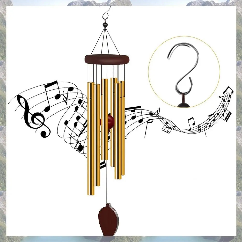 2025 Trend Wind Chimes Outdoor, Memorial Wind Chimes With Hook And 6 Tubes, Wooden Wind Chime Decor For Home, Garden, Patio