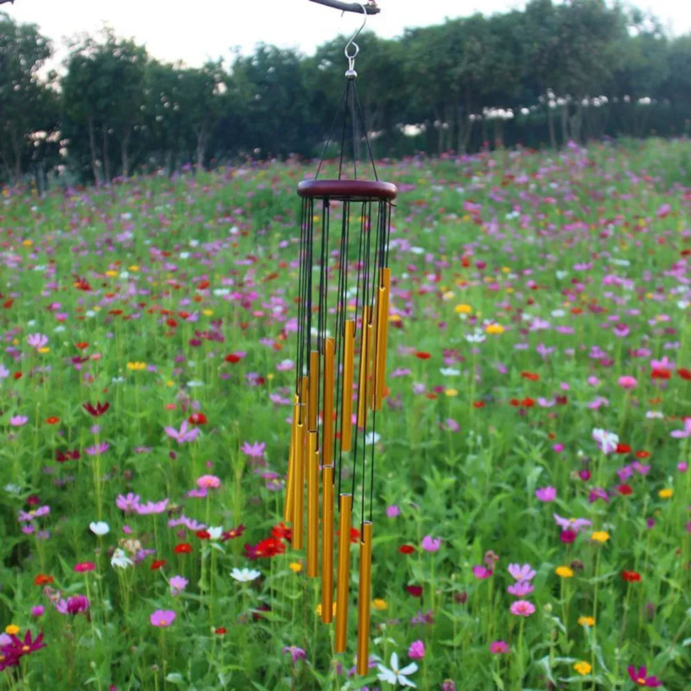 Musical Wind Chime Pipes 12Tubes Wind Chimes Gold/silver Bells Decora For Garden Living Bedroom Coffee Shop Wind Chimes Tubes US