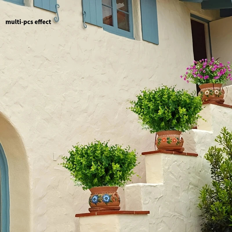 20PC Outdoor Artificial Green Plant UV-Resistant Simulated School Tree Shrubs Artificial Greenery Eucalyptus Suitable for Indoor