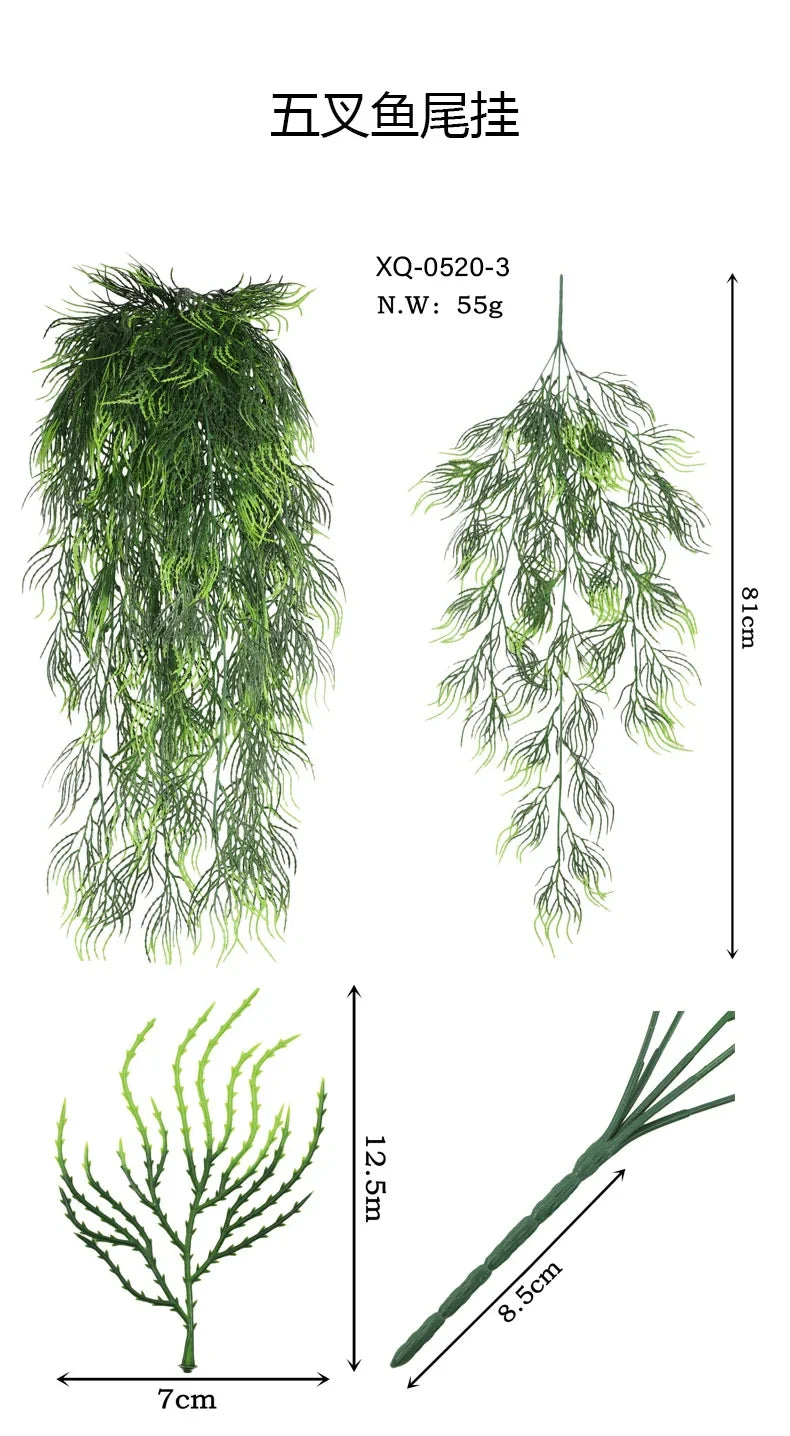 Persian fern Leaves Vines Home Room Decor Hanging Artificial Plant Plastic Leaf Grass Wedding Party Wall Balcony Decoration