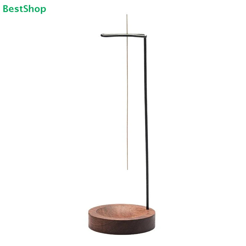 ♥Modern Vertical Incense Burner - Brass Stick Holder with Wooden Ash Catcher for Yoga & Relaxation