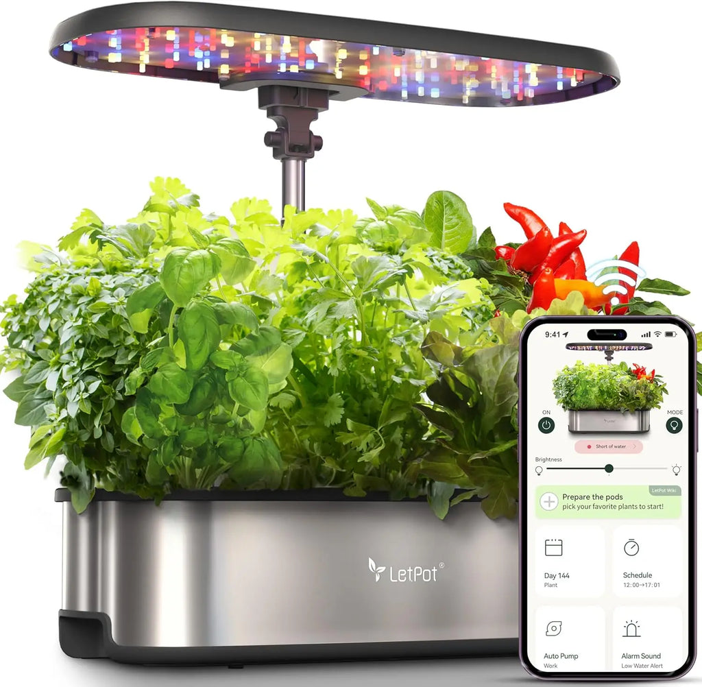 Indoor Garden Hydroponic Growing System: 12 pod-based plant sprouting kits, herb/vegetable growing light table with LED grow