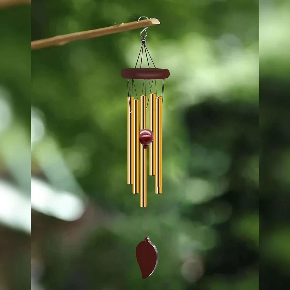 2025 Trend Wind Chimes Outdoor, Memorial Wind Chimes With Hook And 6 Tubes, Wooden Wind Chime Decor For Home, Garden, Patio