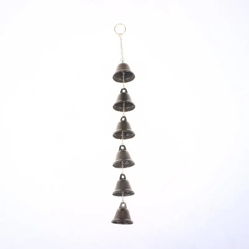 Handmade Metal Wind Chime Classic Rustic Iron Bell with Decor Chain Outdoor Hanging Decor for Courtyard Garden Wall