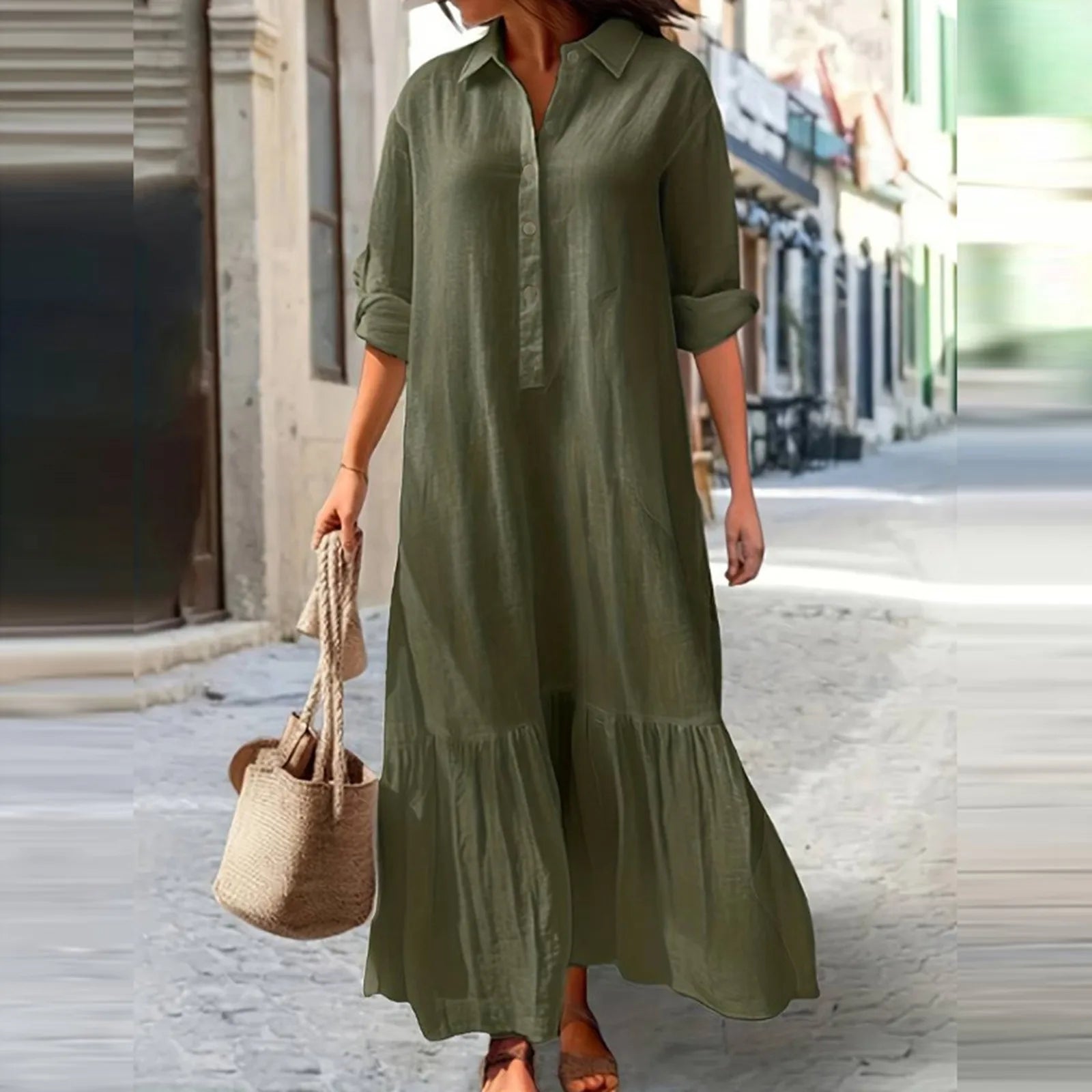2024 Summer Cotton Linen Women Dress Black Loose Long Sleeve Shirt Dresses Female Summer Casual Oversize Elegant Clothes Ladies
