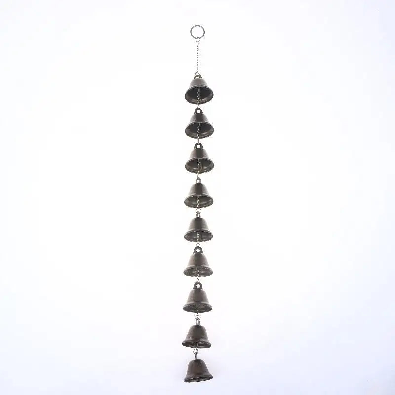 Handmade Metal Wind Chime Classic Rustic Iron Bell with Decor Chain Outdoor Hanging Decor for Courtyard Garden Wall