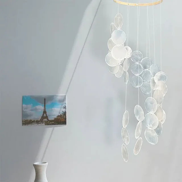 Natural Shell Wind Chimes Creative Dream Catcher Craft Outdoor Yard Welcome Guest Decoration Bedroom（Only wind chime pieces）