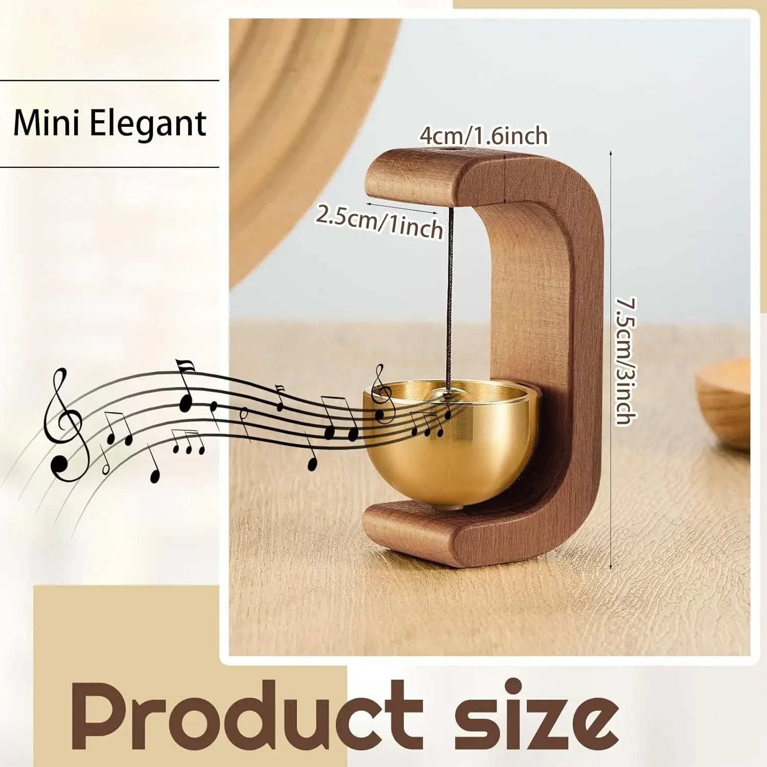Magnetic Wood Doorbell Chime Hanging Wooden Wind Chimes Copper Bell Walnut Windbell Doorbells Vintage Door Bell Home Decorations