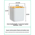 Self-Watering Flower Pot for Lazy People Nordic Style Vertical Striped Square Thickened Plastic Resin Indoor Balcony Green Plant