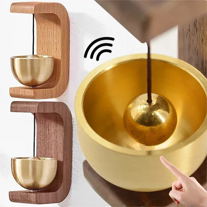 Magnetic Wood Doorbell Chime Hanging Wooden Wind Chimes Copper Bell Walnut Windbell Doorbells Vintage Door Bell Home Decorations